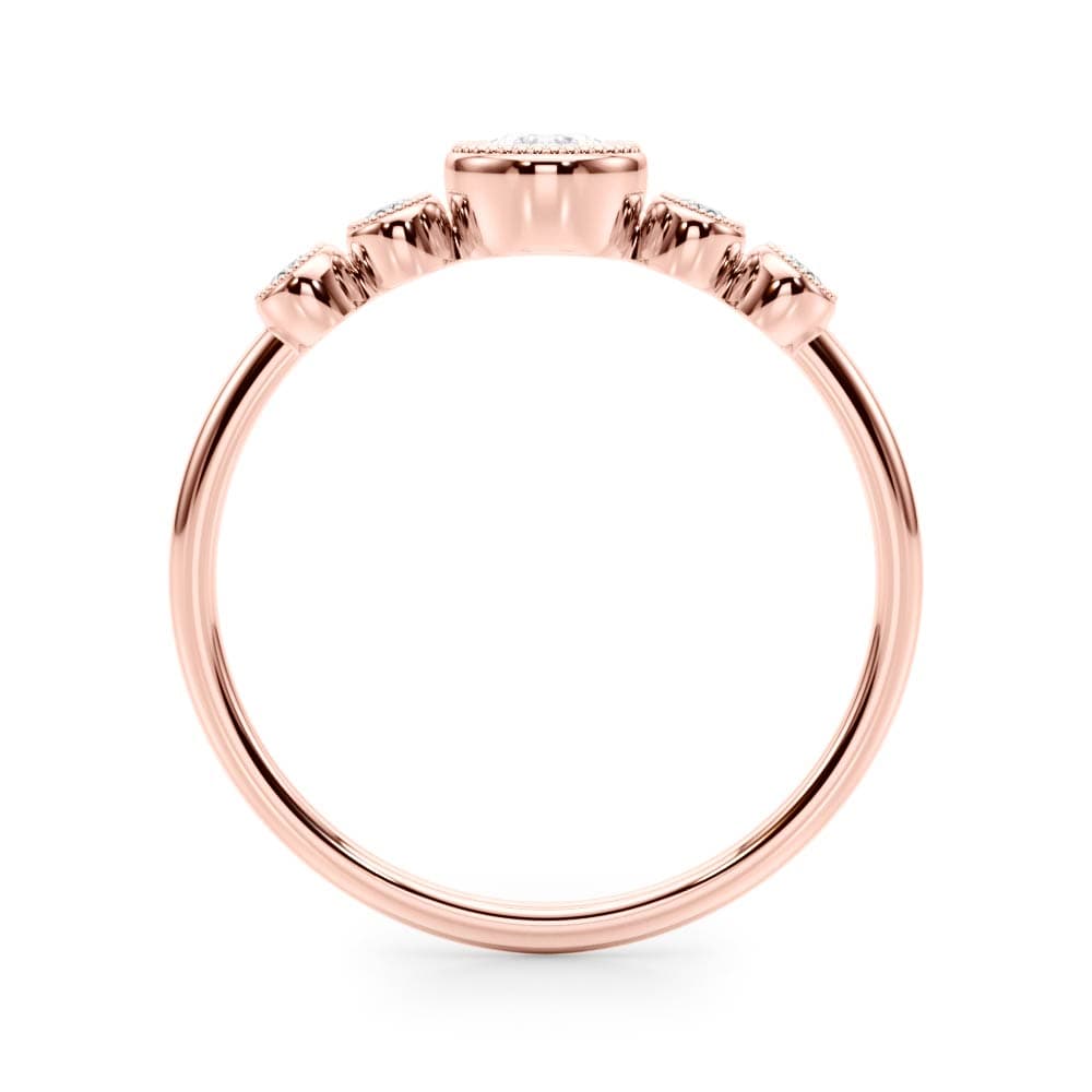 Milgrain Bezel Set Fashion Ring (0.07 ct. tw.), Top view in rose gold