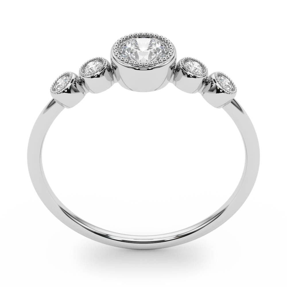 Milgrain Bezel Set Fashion Ring (0.07 ct. tw.), Top view in white gold or platinum