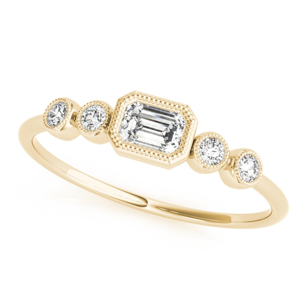5-Stone Emerald Cut & Round Fashion Ring (0.07 ct. tw.), Front view in yellow gold