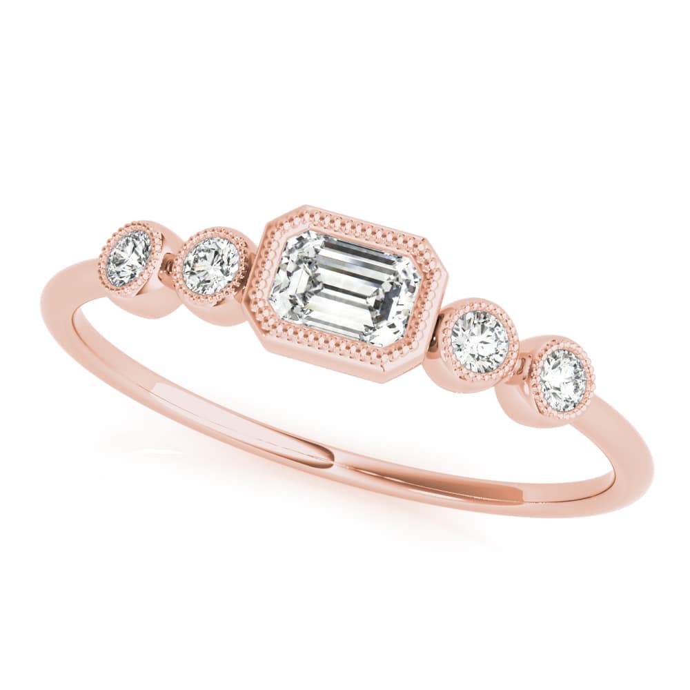 5-Stone Emerald Cut & Round Fashion Ring (0.07 ct. tw.), Front view in rose gold