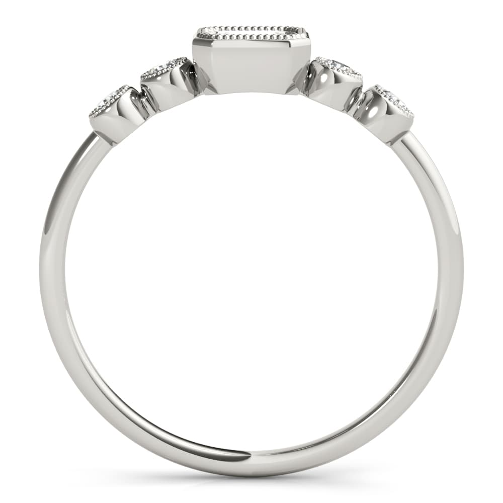 5-Stone Emerald Cut & Round Fashion Ring (0.07 ct. tw.), Side view in white gold or platinum
