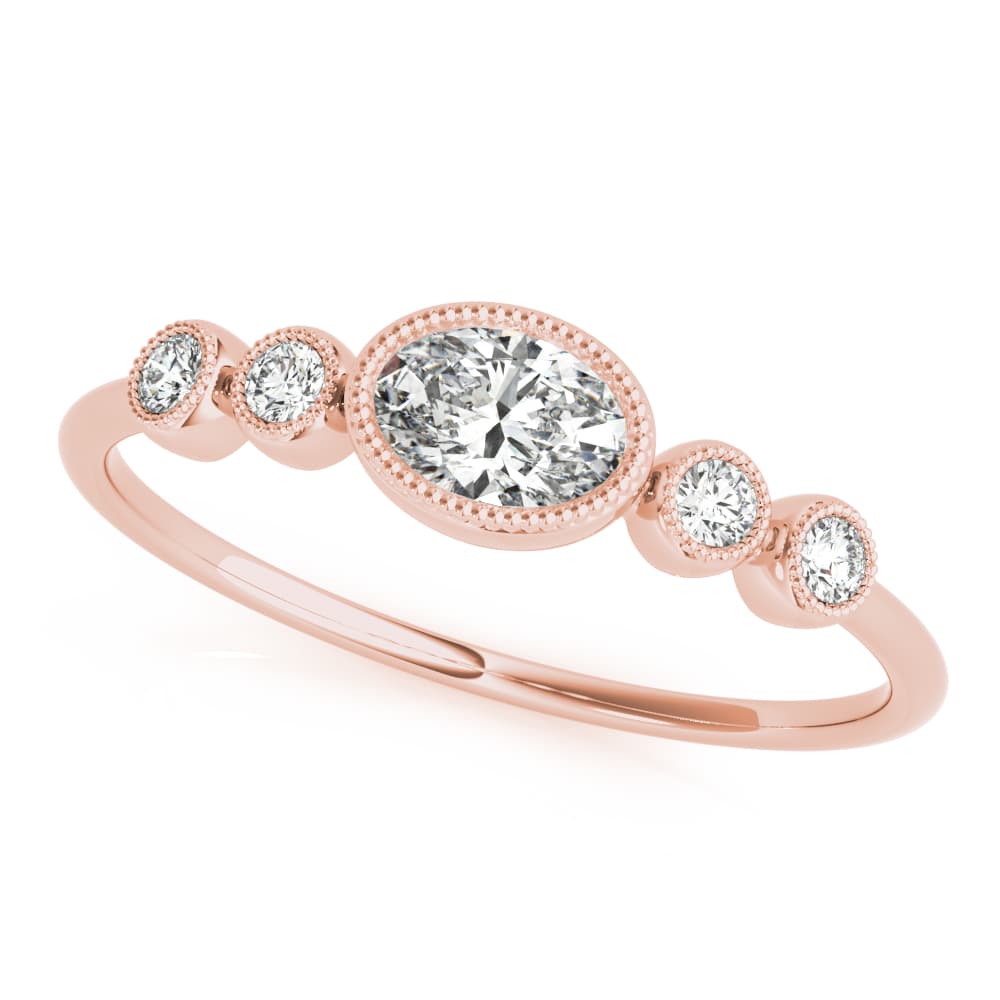 5-Stone Milgrain Oval Fashion Ring (0.07 ct. tw.), Front view in rose gold