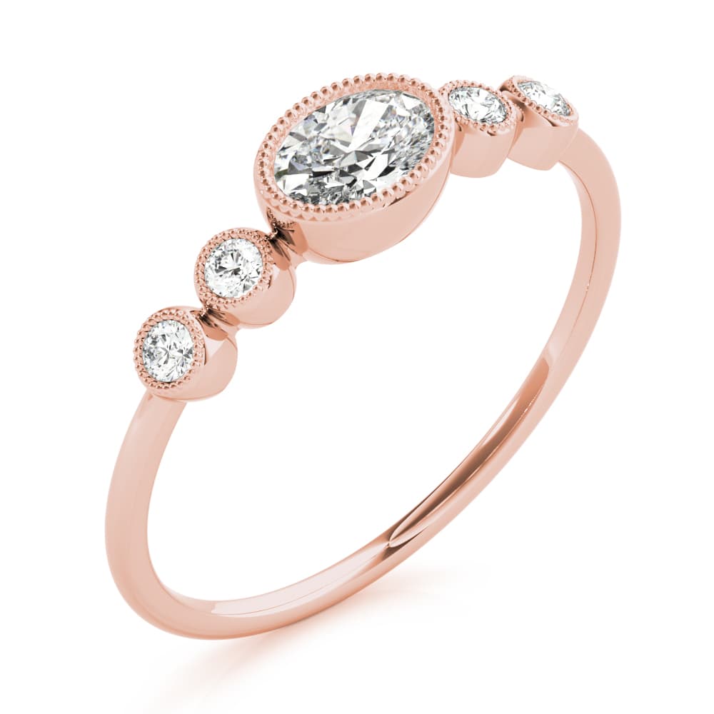 5-Stone Milgrain Oval Fashion Ring (0.07 ct. tw.), Angle view in rose gold