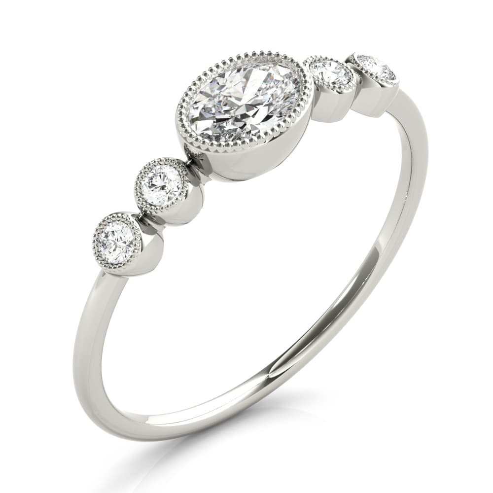 5-Stone Milgrain Oval Fashion Ring (0.07 ct. tw.), Angle view in white gold or platinum
