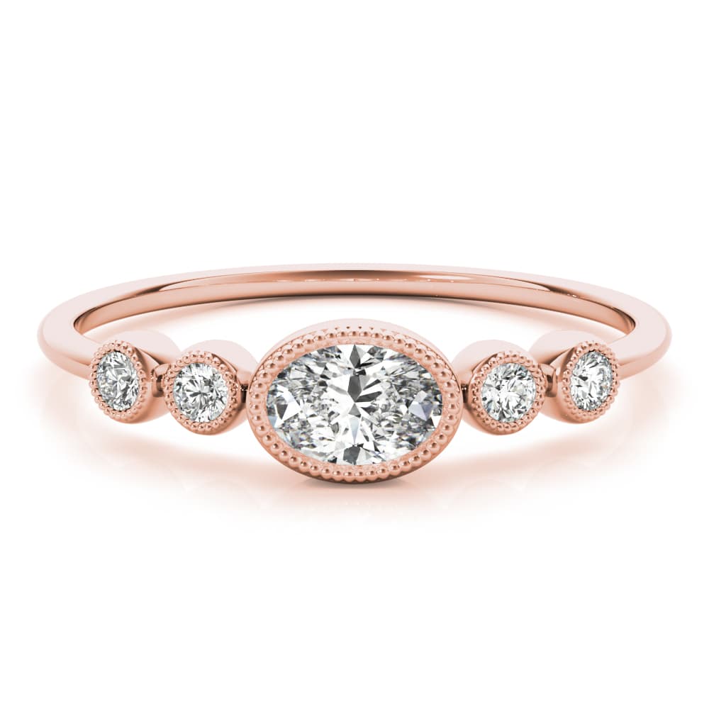 5-Stone Milgrain Oval Fashion Ring (0.07 ct. tw.), On hand view in rose gold