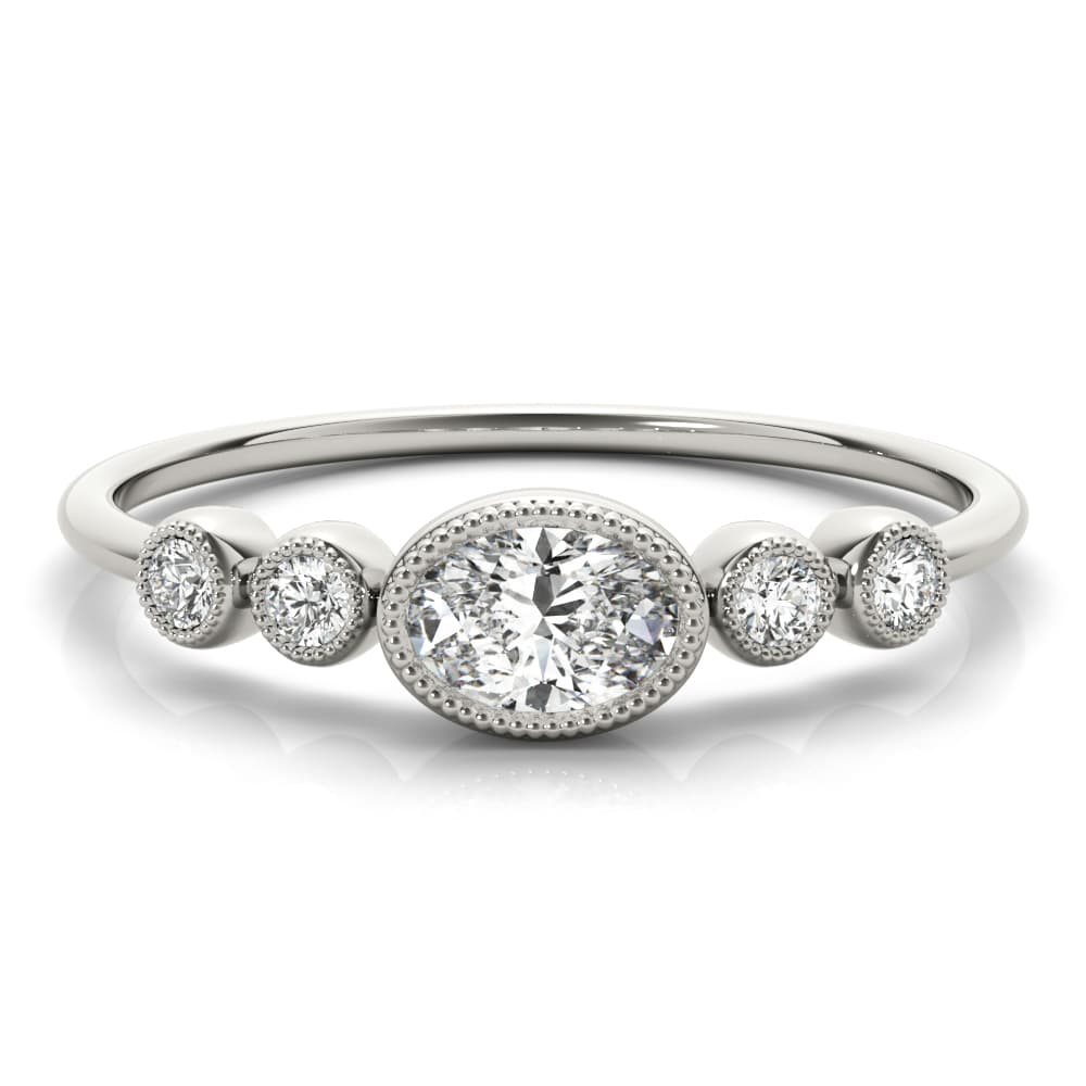 5-Stone Milgrain Oval Fashion Ring (0.07 ct. tw.), On hand view in white gold or platinum