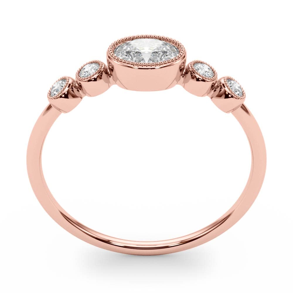 5-Stone Milgrain Oval Fashion Ring (0.07 ct. tw.), Top view in rose gold