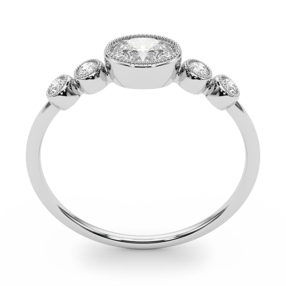 5-Stone Milgrain Oval Fashion Ring (0.07 ct. tw.), Top view in white gold or platinum