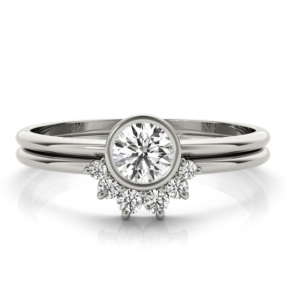 Bezel Set Fashion Ring (0.1 ct. tw.), On hand view in white gold or platinum