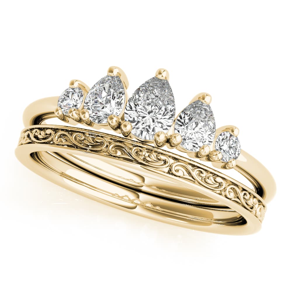 Fashion Ring Pear (3/8 ct. tw.), Front view in yellow gold