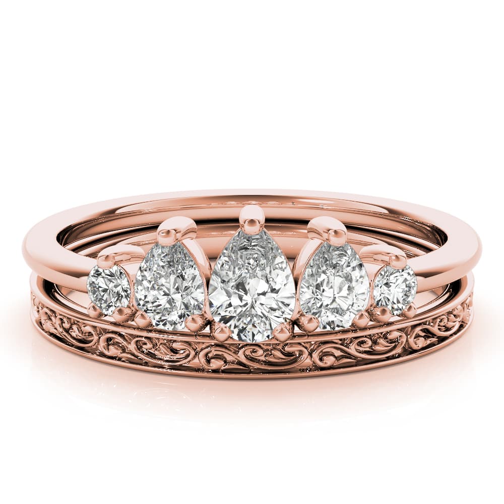 Fashion Ring Pear (3/8 ct. tw.), On hand view in rose gold