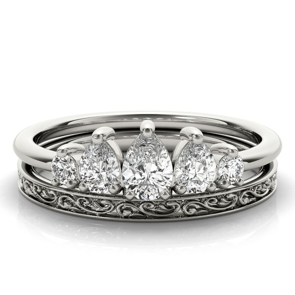 Fashion Ring Pear (3/8 ct. tw.), On hand view in white gold or platinum