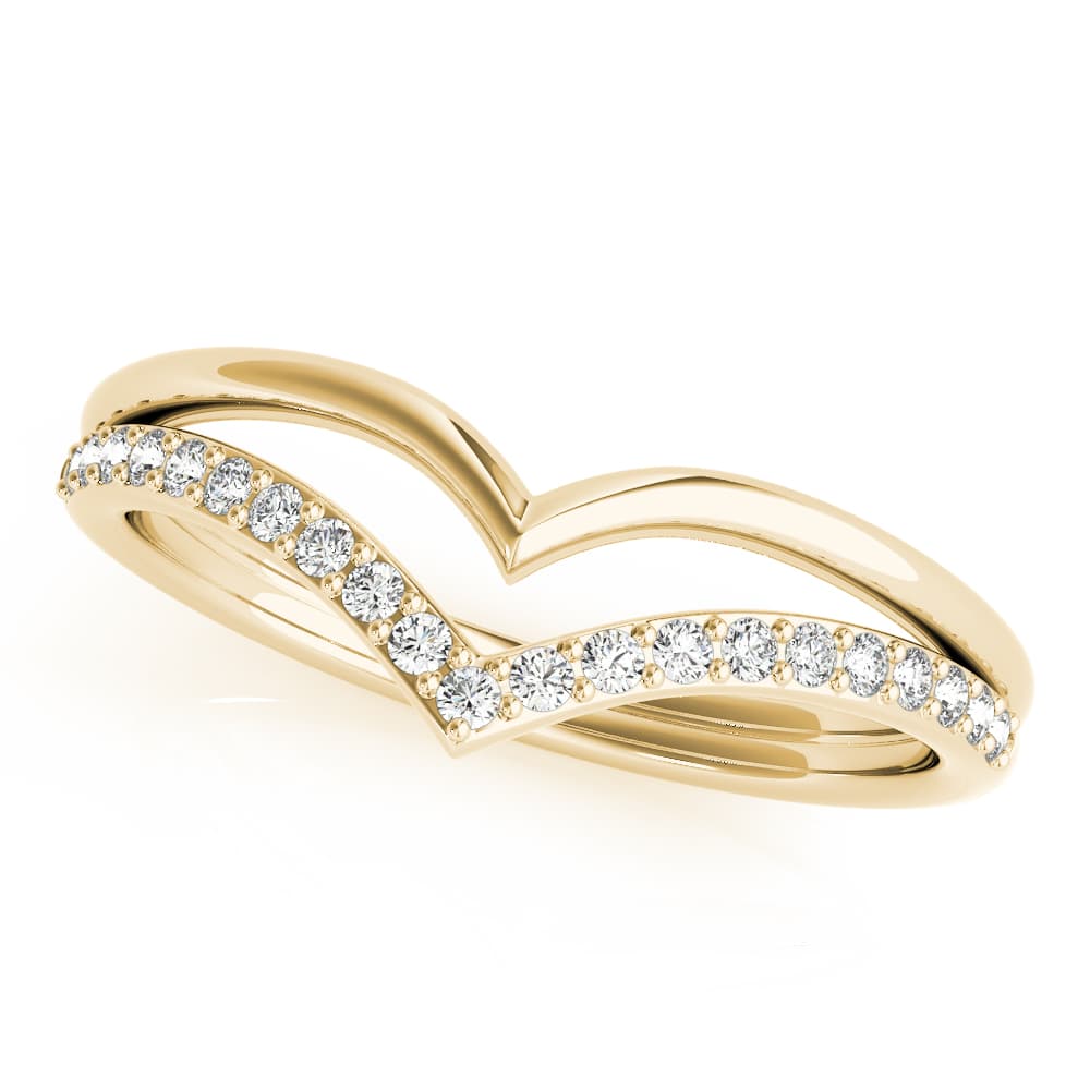 Double Chevron Band (0.16 ct. tw.), Front view in yellow gold