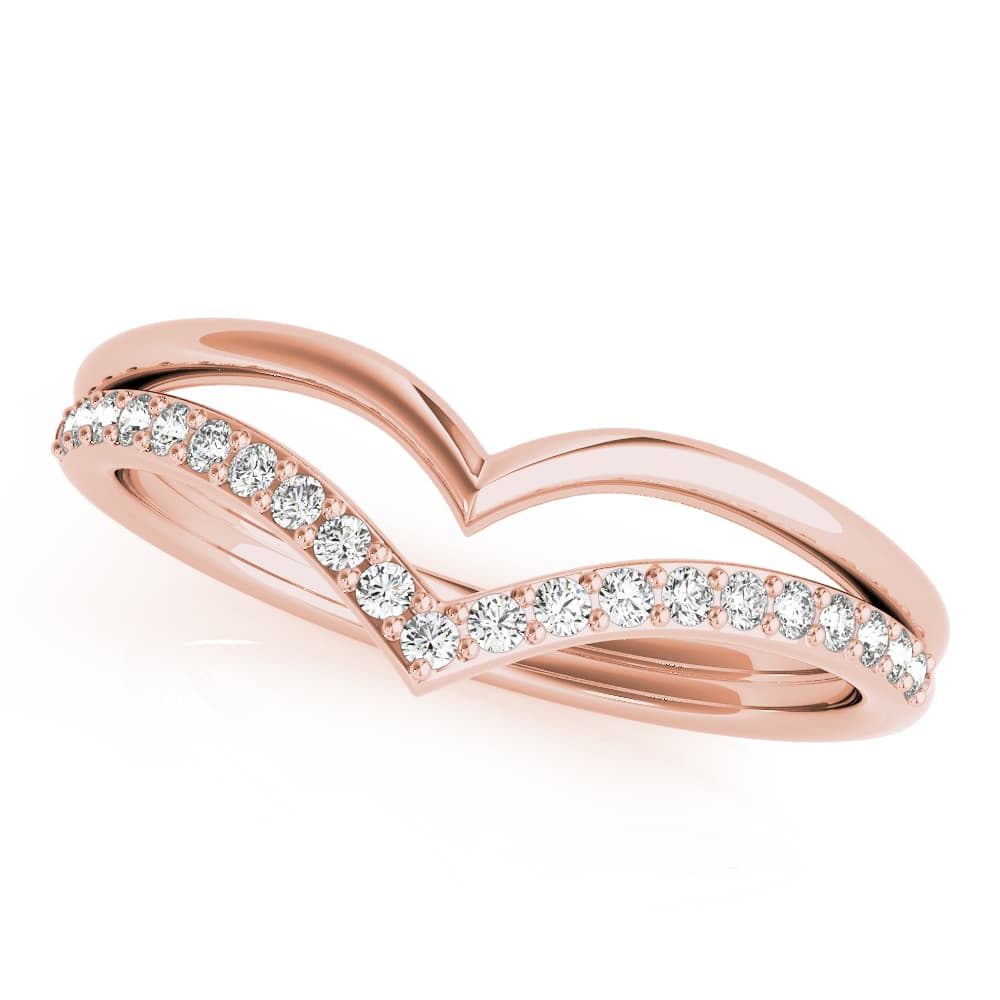 Double Chevron Band (0.16 ct. tw.), Front view in rose gold