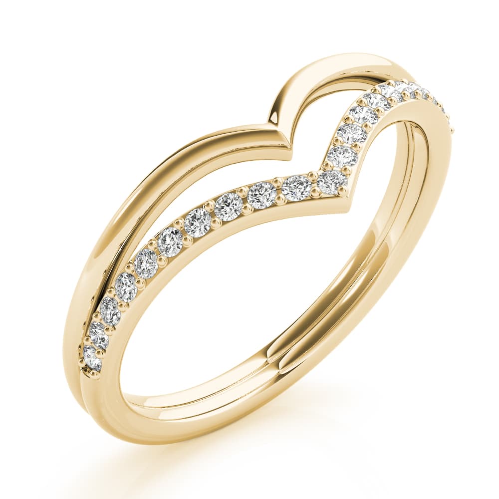 Double Chevron Band (0.16 ct. tw.), Angle view in yellow gold