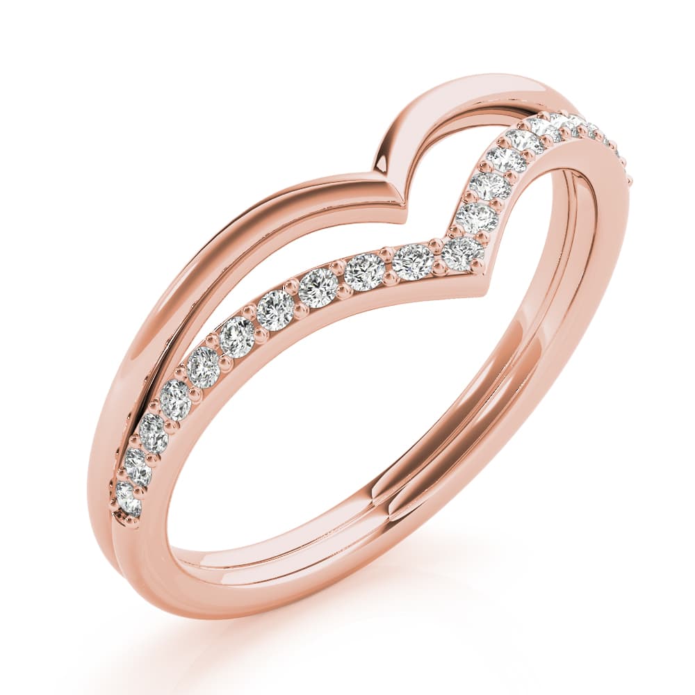 Double Chevron Band (0.16 ct. tw.), Angle view in rose gold
