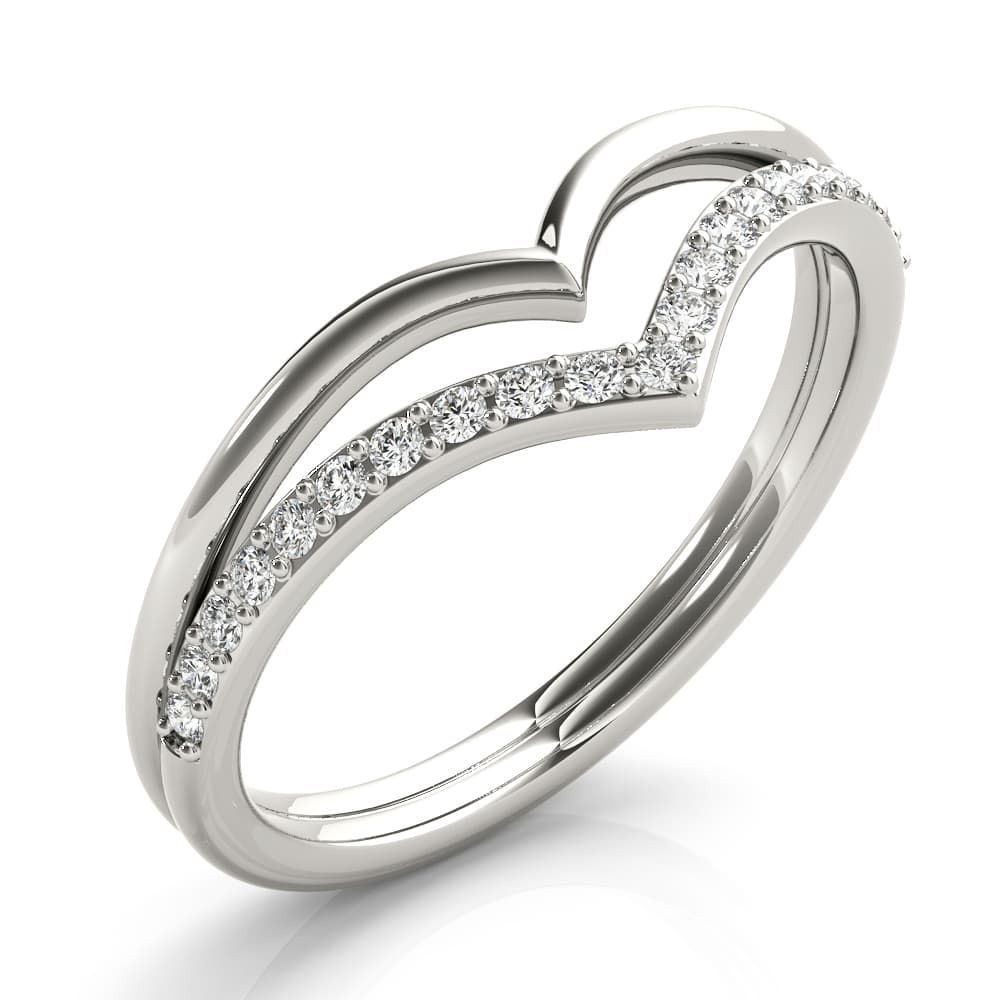 Double Chevron Band (0.16 ct. tw.), Angle view in white gold or platinum
