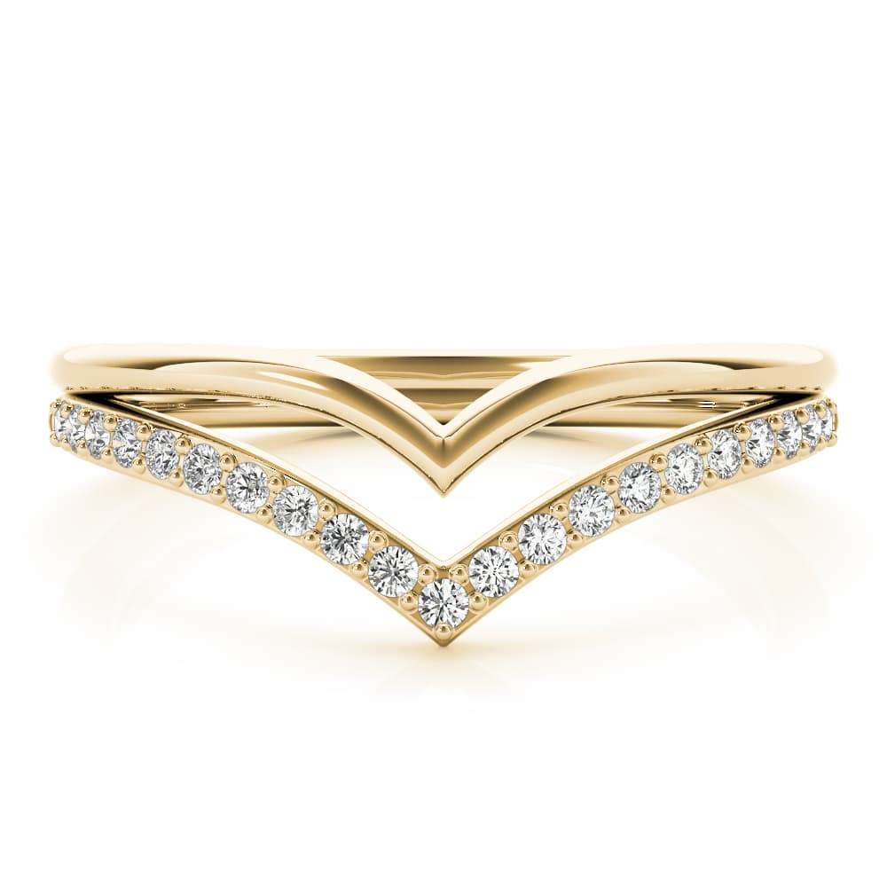 Double Chevron Band (0.16 ct. tw.), On hand view in yellow gold