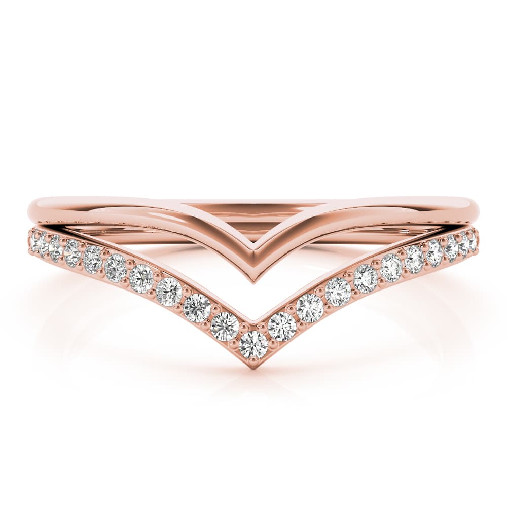 Double Chevron Band (0.16 ct. tw.), On hand view in rose gold