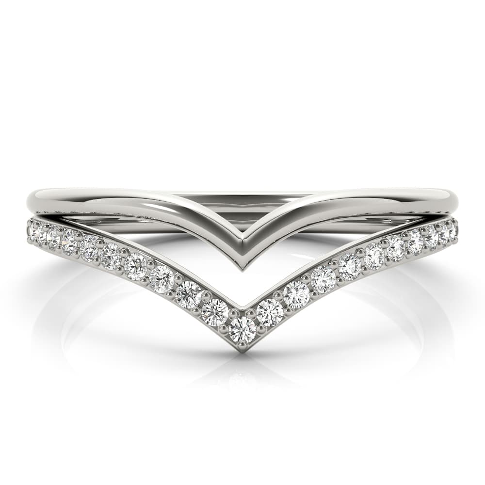 Double Chevron Band (0.16 ct. tw.), On hand view in white gold or platinum
