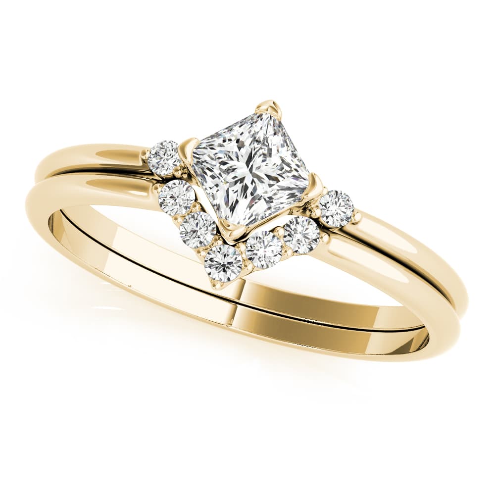 Fashion Ring Square Center (1/8 ct. tw.), Front view in yellow gold