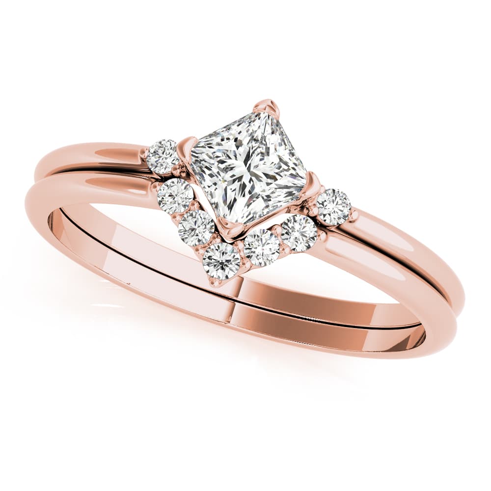 Fashion Ring Square Center (1/8 ct. tw.), Front view in rose gold