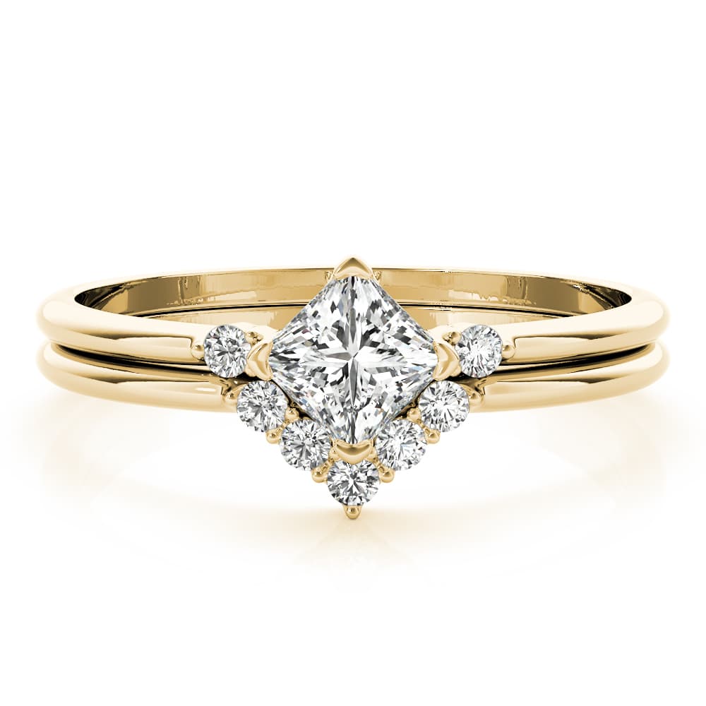 Fashion Ring Square Center (1/8 ct. tw.), On hand view in yellow gold