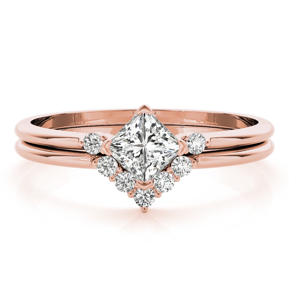 Fashion Ring Square Center (1/8 ct. tw.), On hand view in rose gold