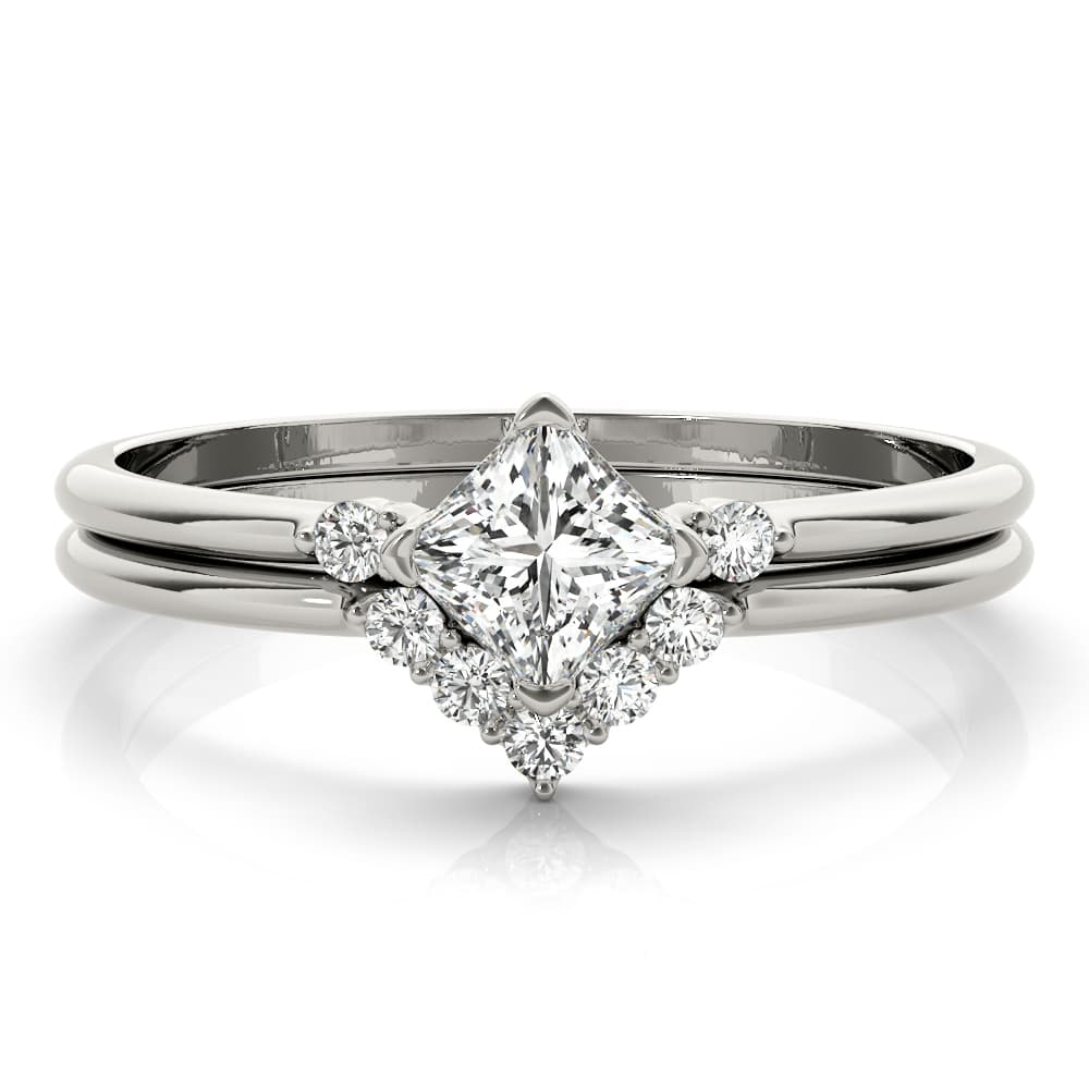 Fashion Ring Square Center (1/8 ct. tw.), On hand view in white gold or platinum