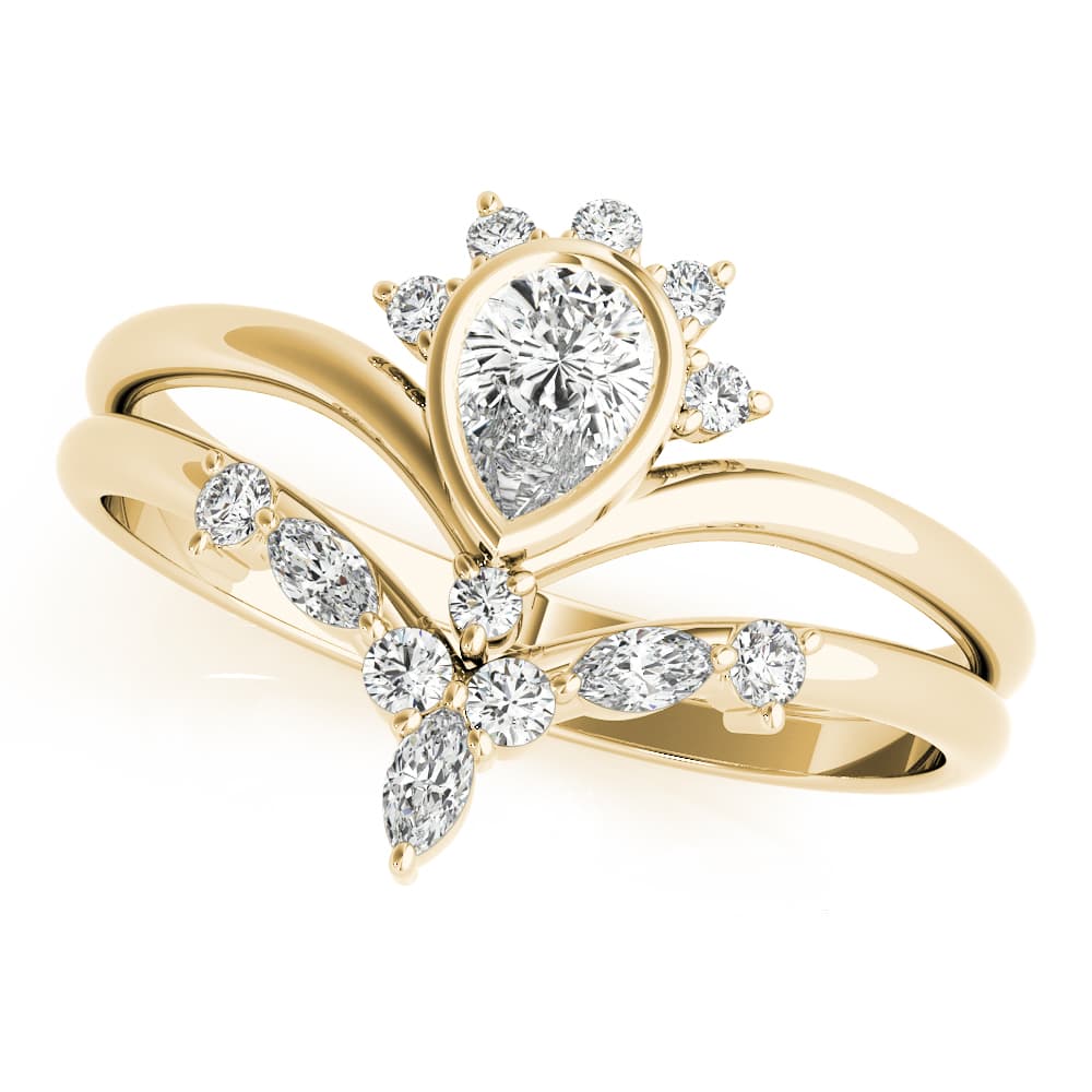 Chevron With Ps Shape Center (0.22 ct. tw.), Front view in yellow gold