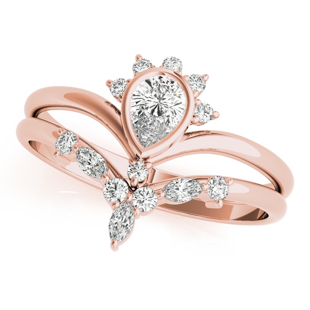 Chevron With Ps Shape Center (0.22 ct. tw.), Front view in rose gold