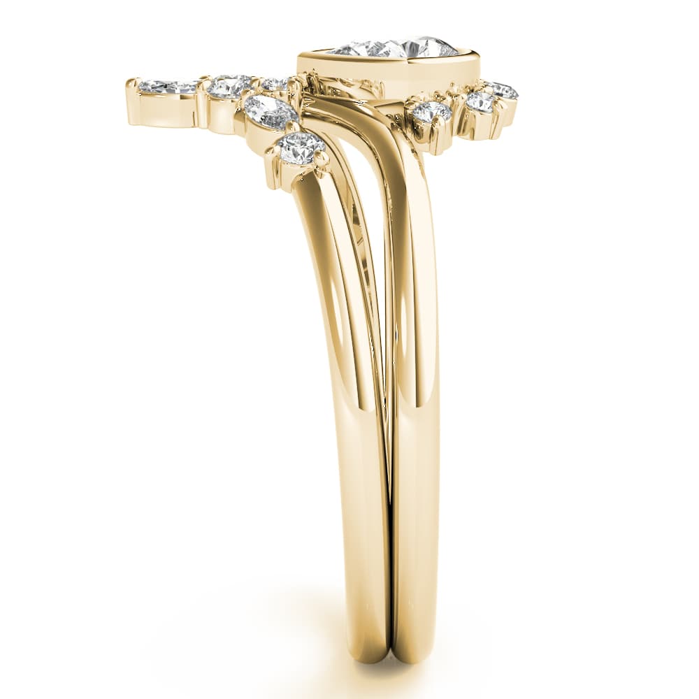 Chevron With Ps Shape Center (0.22 ct. tw.), Angle view in yellow gold