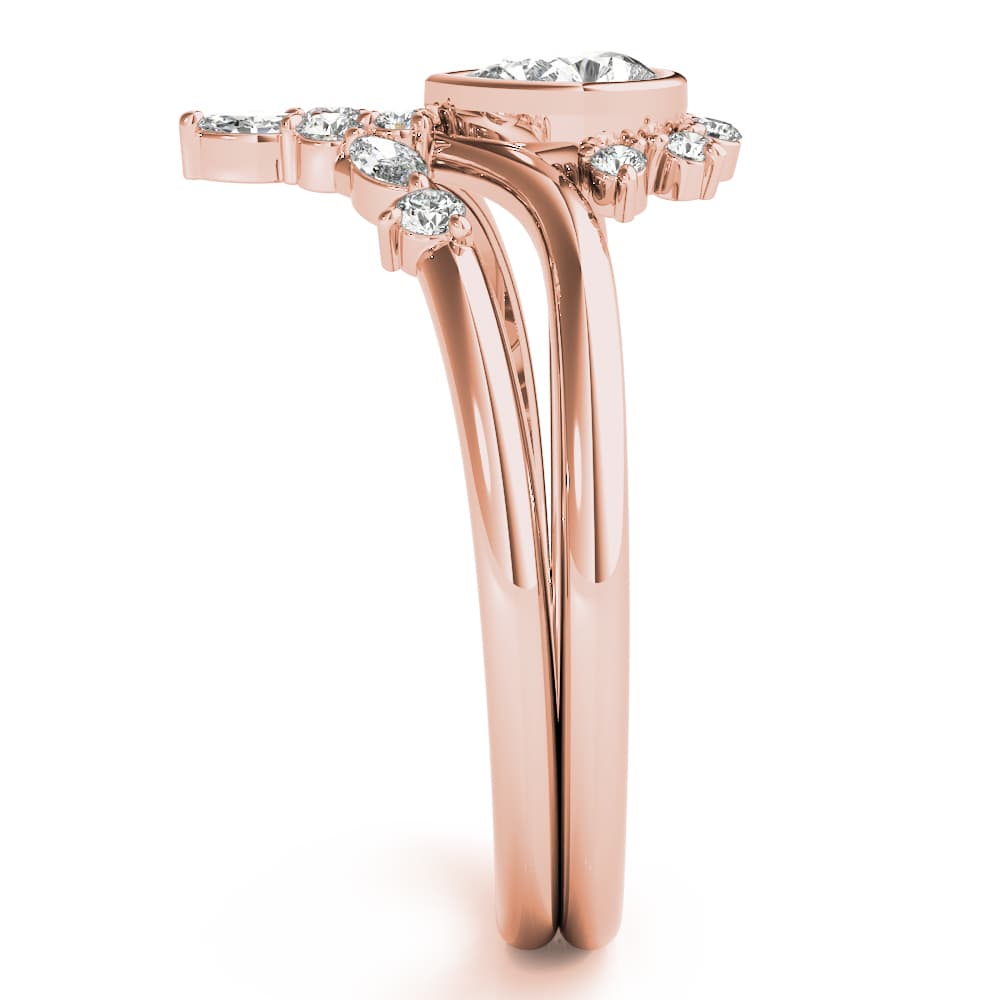 Chevron With Ps Shape Center (0.22 ct. tw.), Angle view in rose gold