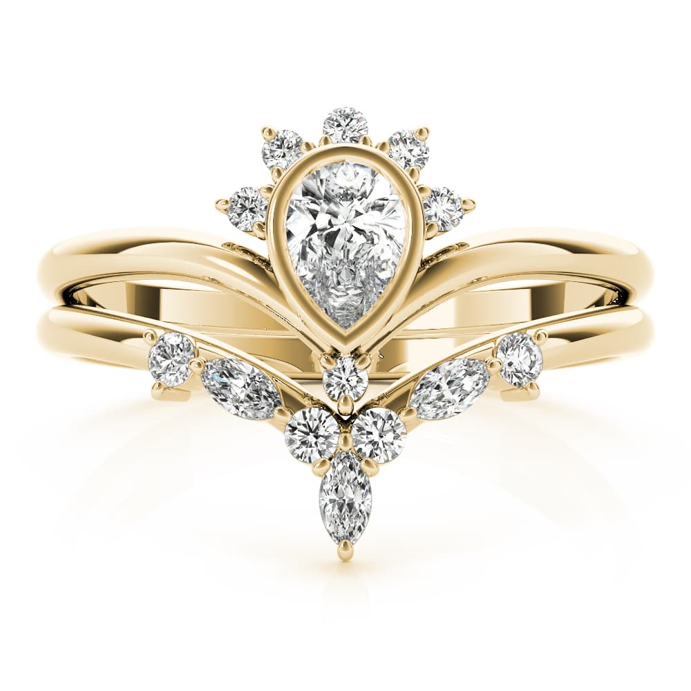 Chevron With Ps Shape Center (0.22 ct. tw.), On hand view in yellow gold