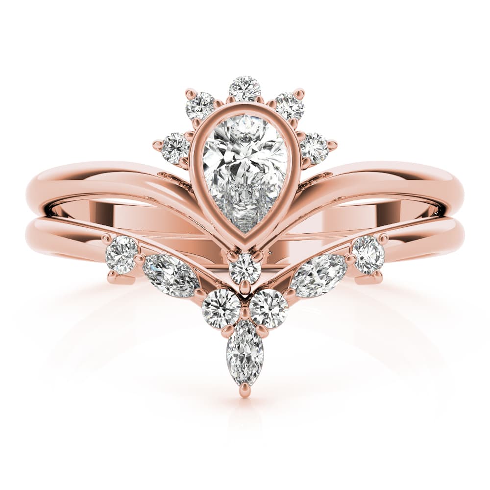 Chevron With Ps Shape Center (0.22 ct. tw.), On hand view in rose gold