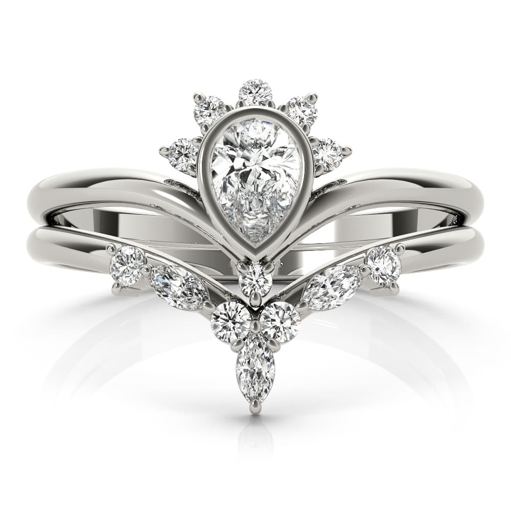 Chevron With Ps Shape Center (0.22 ct. tw.), On hand view in white gold or platinum