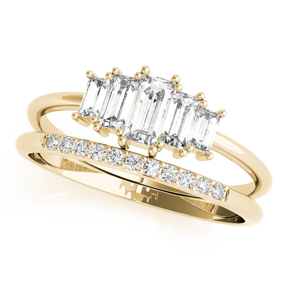 FASHION RING Round & STRAIGHT BAGUETT (0.46 ct. tw.), Front view in yellow gold
