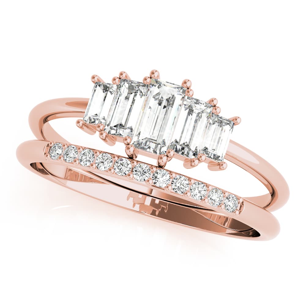 FASHION RING Round & STRAIGHT BAGUETT (0.46 ct. tw.), Front view in rose gold