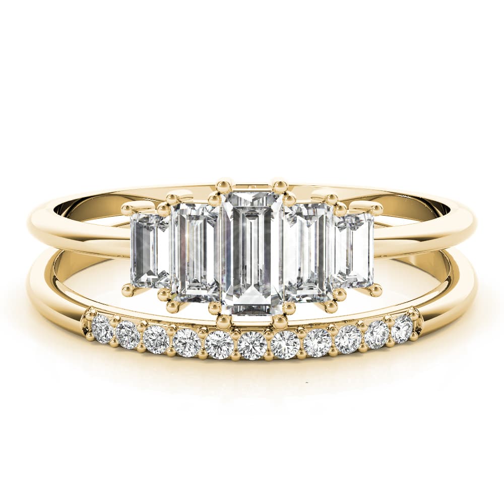 FASHION RING Round & STRAIGHT BAGUETT (0.46 ct. tw.), On hand view in yellow gold