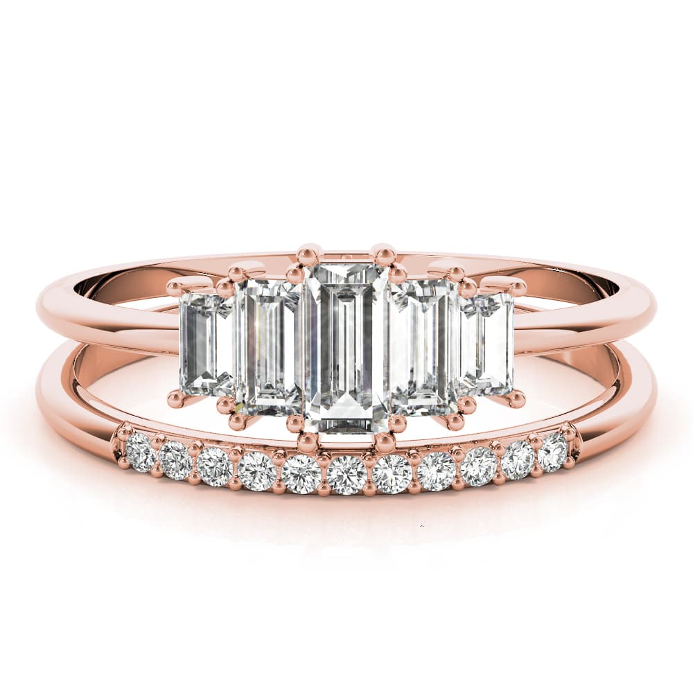 FASHION RING Round & STRAIGHT BAGUETT (0.46 ct. tw.), On hand view in rose gold