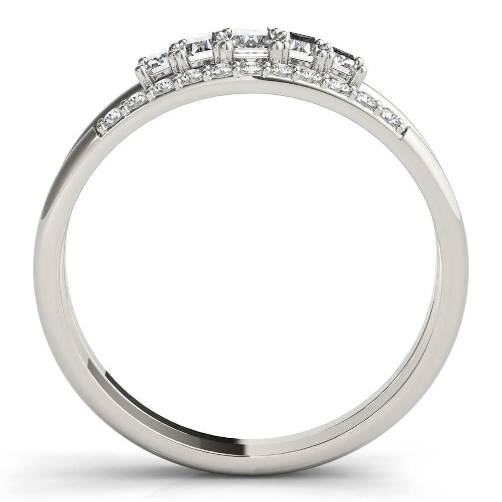 FASHION RING Round & STRAIGHT BAGUETT (0.46 ct. tw.), Side view in white gold or platinum