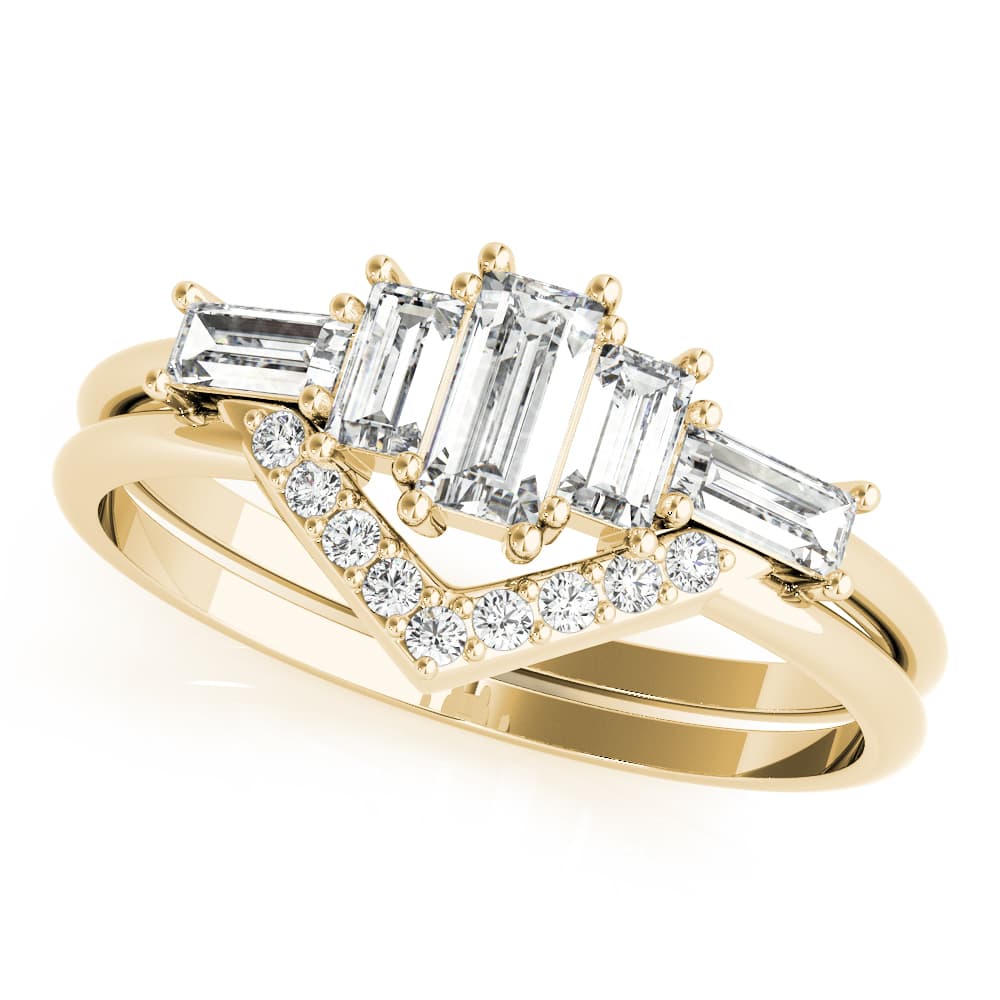 V-Shaped Round & Baguette Fashion Rings (1/2 ct. tw.), Front view in yellow gold