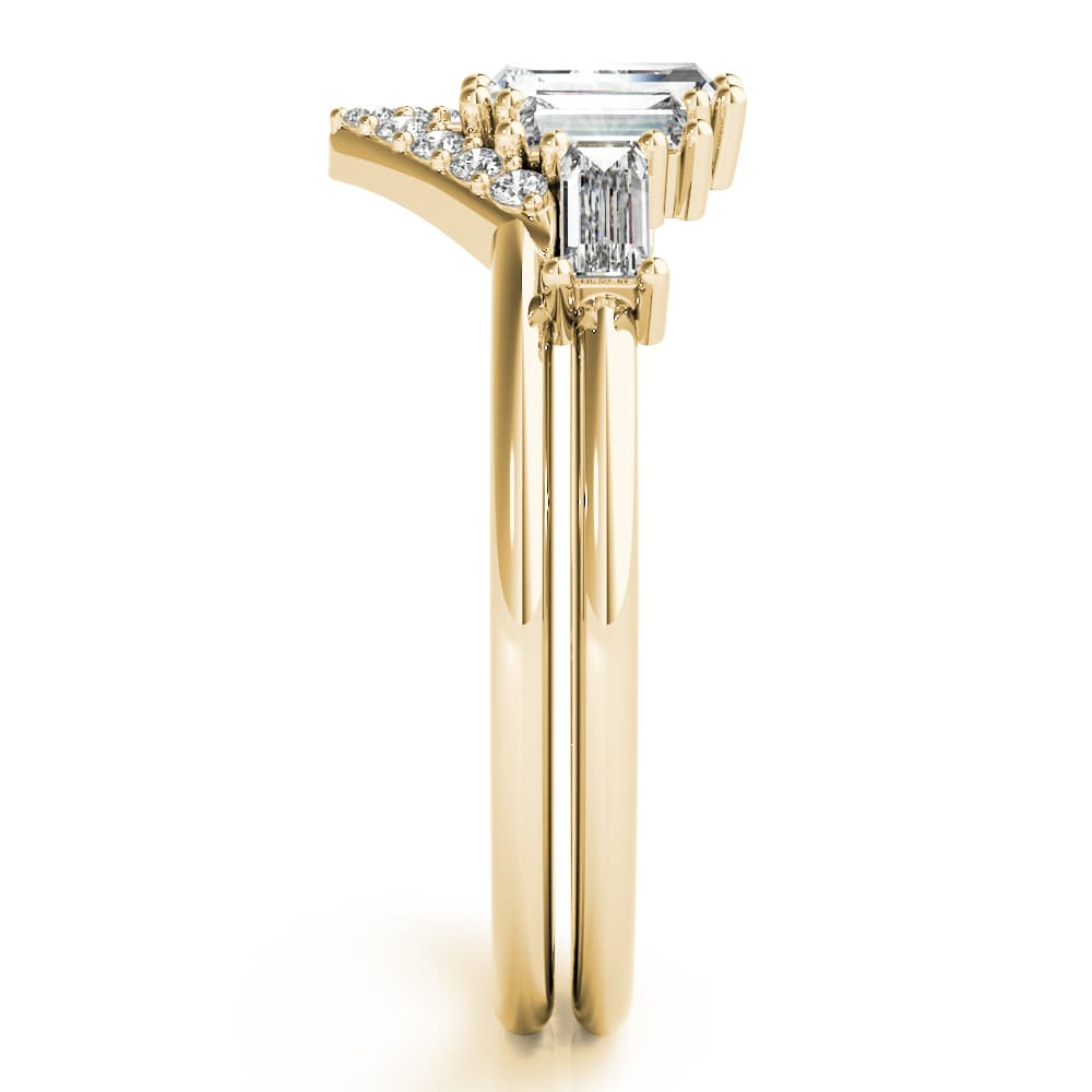 V-Shaped Round & Baguette Fashion Rings (1/2 ct. tw.), Angle view in yellow gold