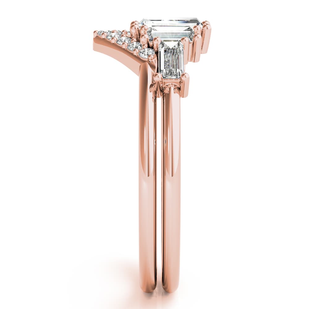 V-Shaped Round & Baguette Fashion Rings (1/2 ct. tw.), Angle view in rose gold