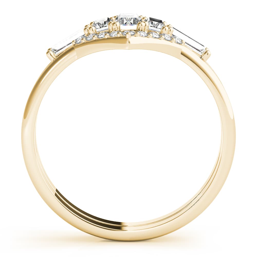 V-Shaped Round & Baguette Fashion Rings (1/2 ct. tw.), Side view in yellow gold