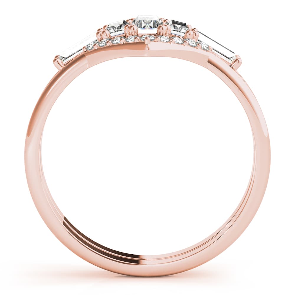 V-Shaped Round & Baguette Fashion Rings (1/2 ct. tw.), Side view in rose gold