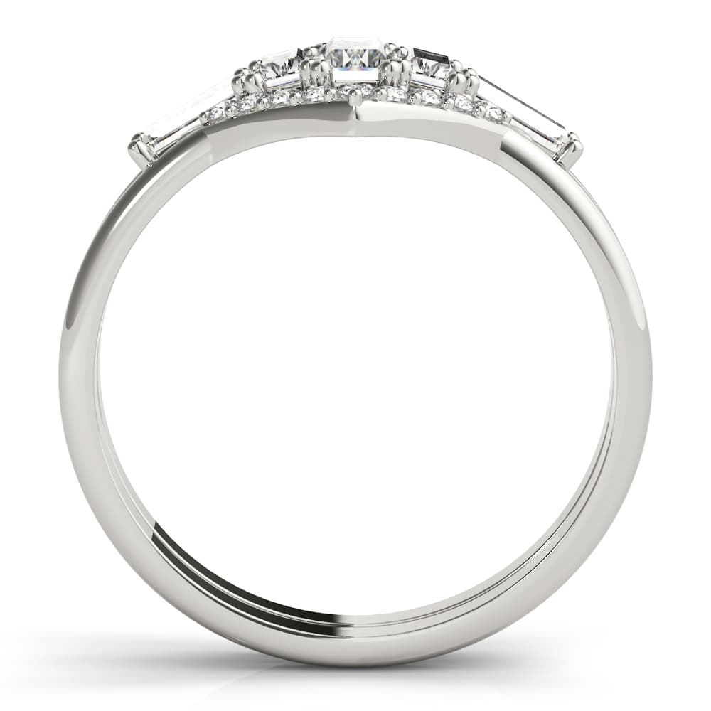 V-Shaped Round & Baguette Fashion Rings (1/2 ct. tw.), Side view in white gold or platinum