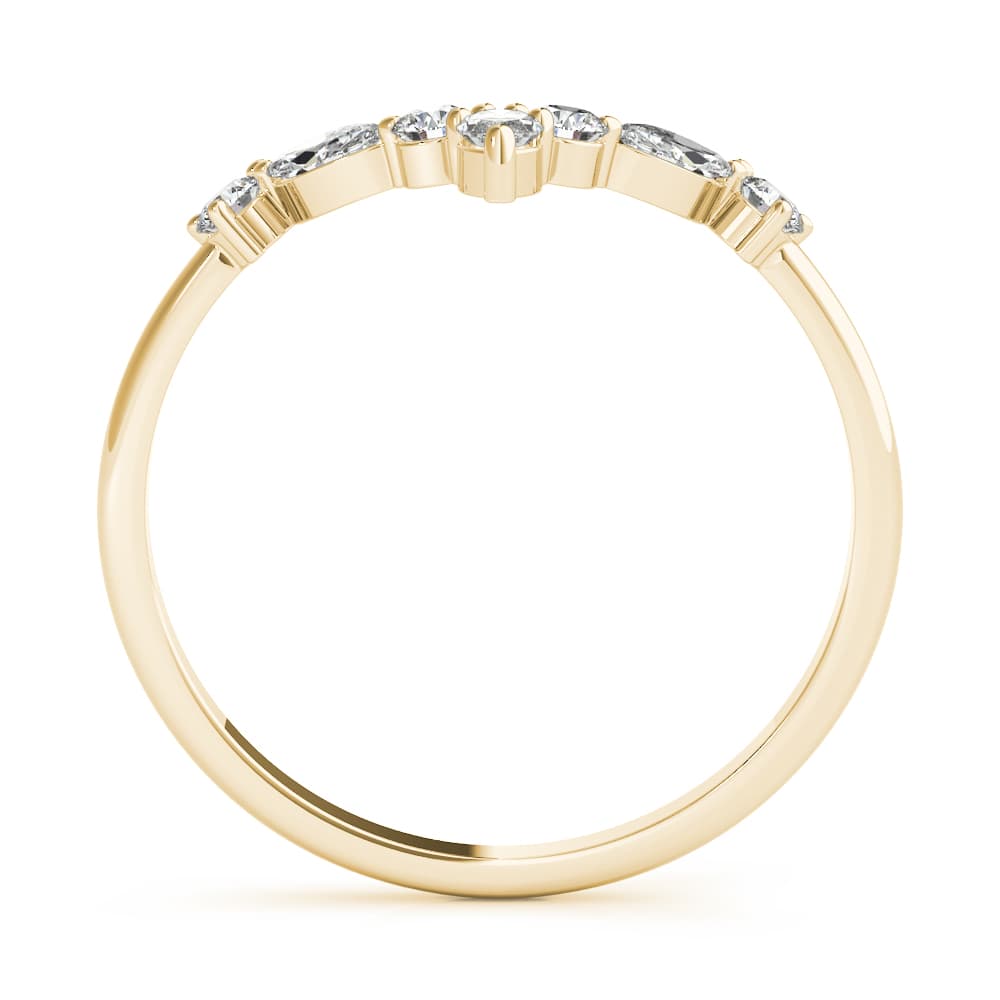 Alternating Round & Marquise Chevron Wedding Band (1/3 ct. tw.), Side view in yellow gold