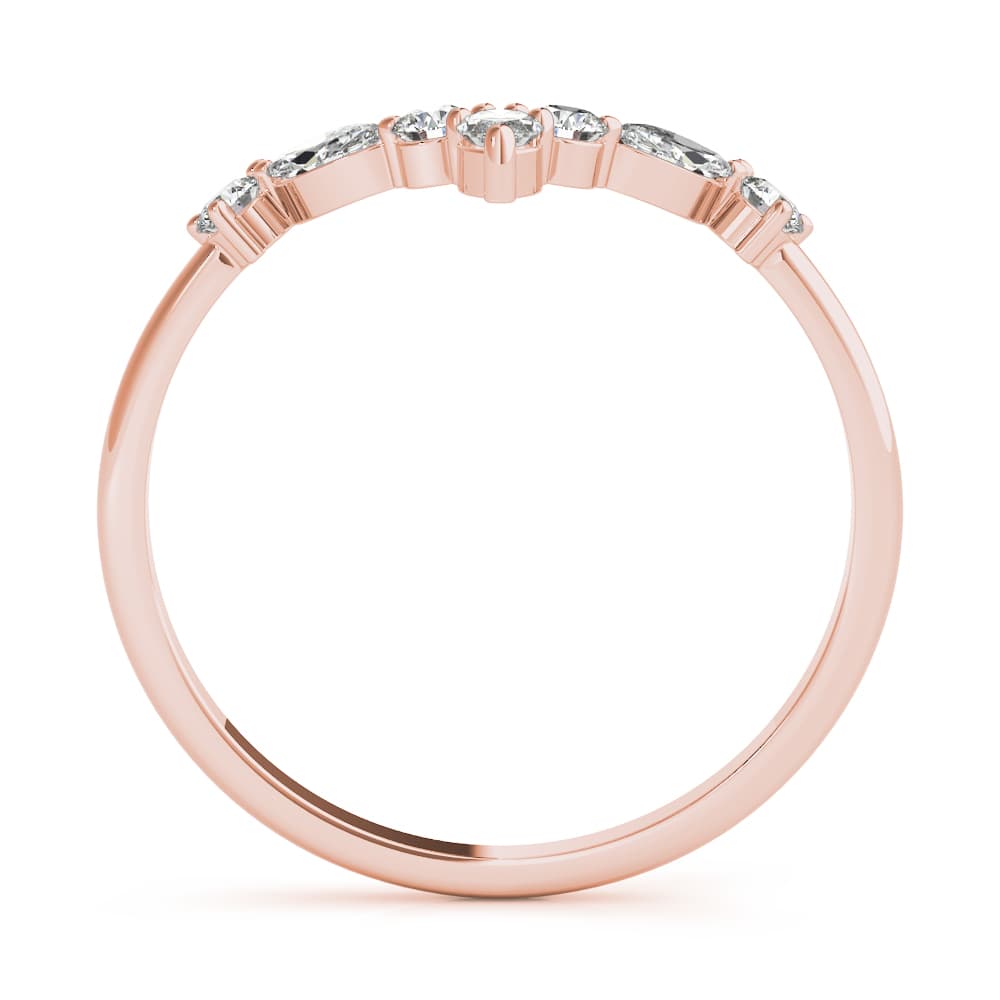 Alternating Round & Marquise Chevron Wedding Band (1/3 ct. tw.), Side view in rose gold