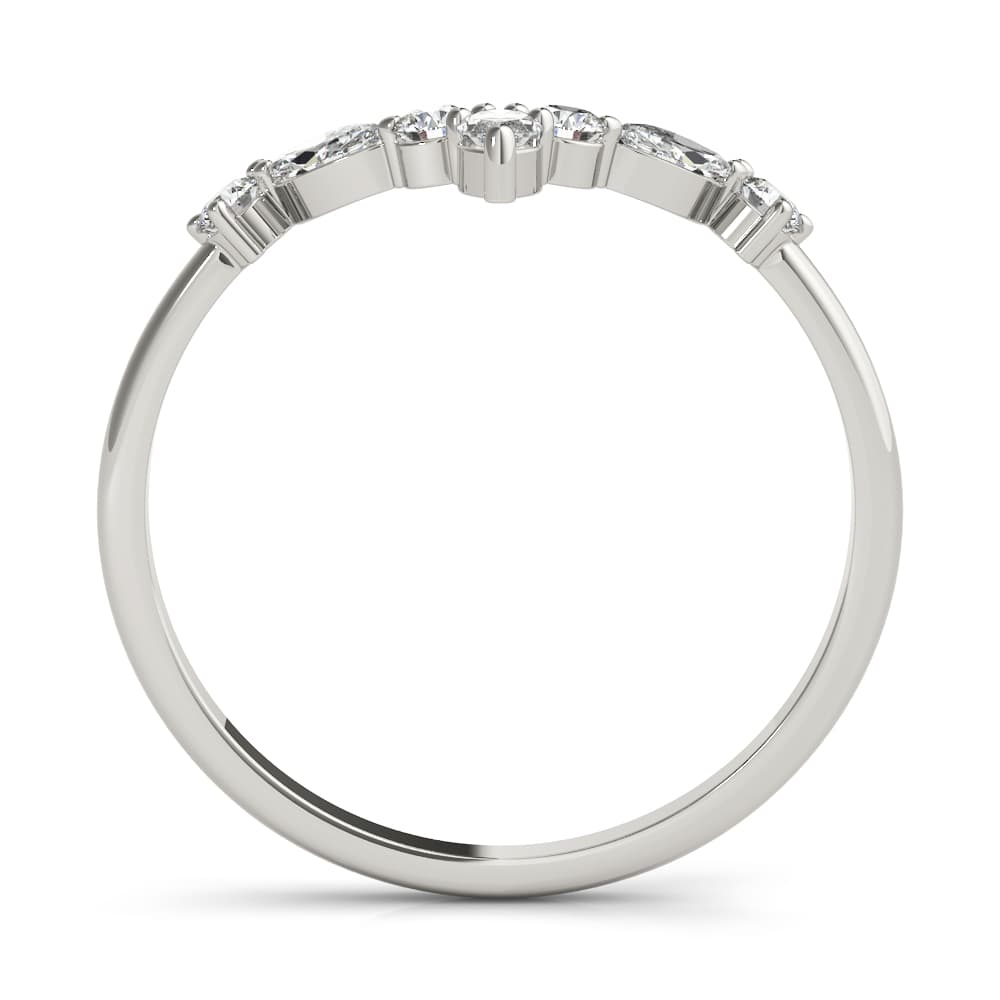 Alternating Round & Marquise Chevron Wedding Band (1/3 ct. tw.), Side view in white gold or platinum